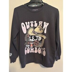 Love For Humanity Women's XS Sweatshirt Ultra Fleece Outlaw Cowboys Gray Comfort